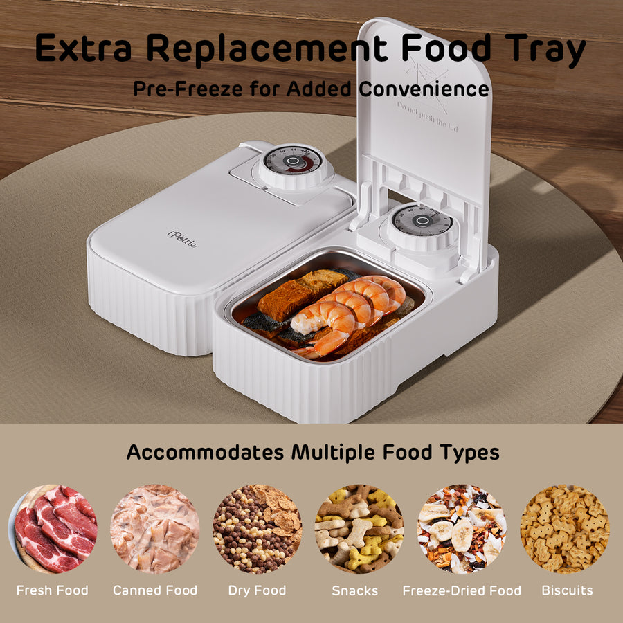 Stainless Steel Food Tray for Bento Two Meal Automatic Pet Feeder